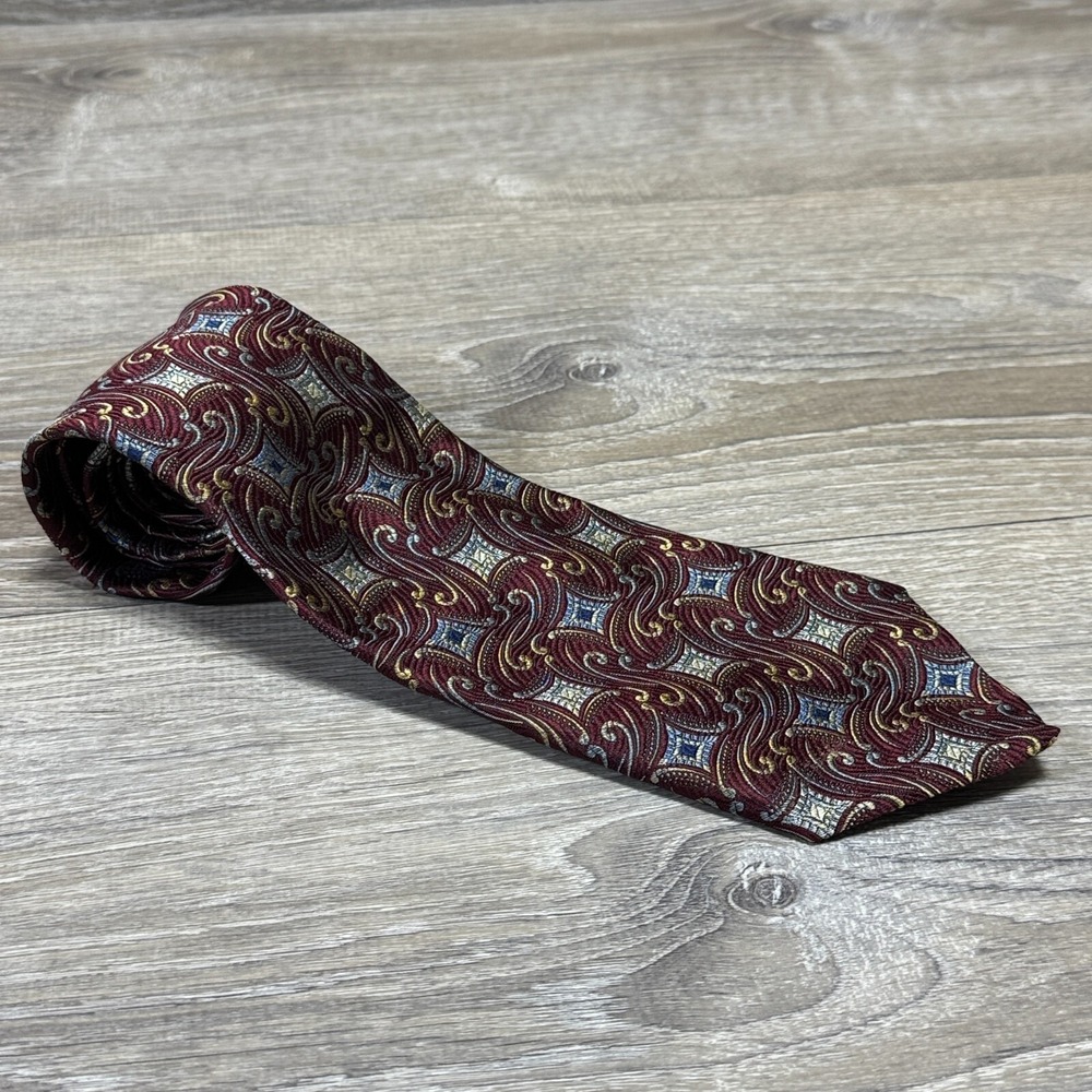 Robert Talbott Nordstrom Handmade Luxury 100% Silk Neck Tie Paisley Burgandy USA - Picture 9 of 10